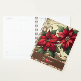 Agenda Nombre personalizado Navidades Art Nouveau Poinset