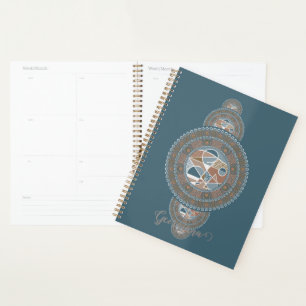 Agenda Nombre personalizado Oro Verde azulado Abstracto O