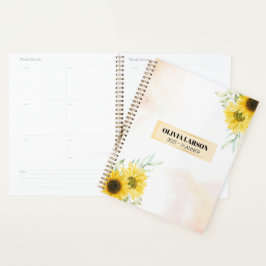 Agenda Nombre personalizado Planner de girasol amarillo 2