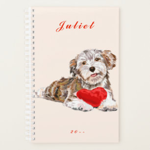 Agenda Nombre personalizado Planner Dog Heart Love