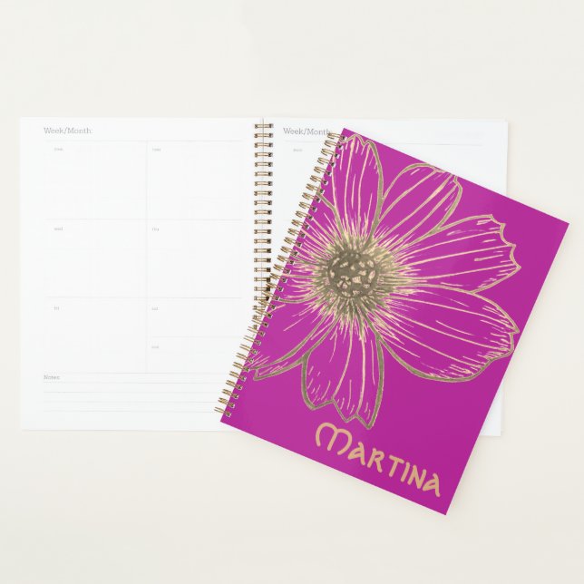 Agenda Nombre personalizado Plano de diseño de flores ros (Demostración)