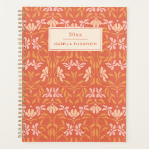 Agenda Nombre Personalizado Retro Naranja Botánico