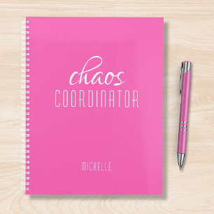 Agenda Nombre personalizado rosado del coordinador del ca