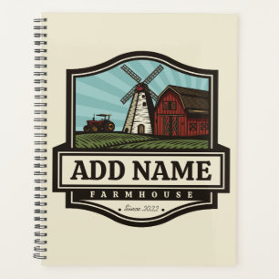 Agenda NOMBRE Personalizado Rústico Farmhouse Old Windmil