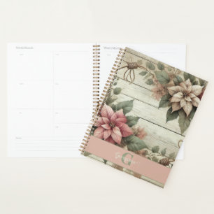 Agenda Nombre personalizado Shabby Chic Pastel Poinsettia