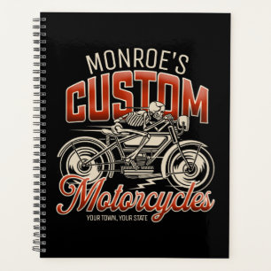 Agenda NOMBRE personalizado Skeleton Motorcycle Shop