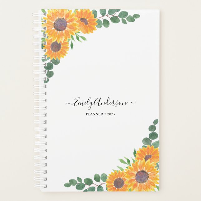 Agenda Nombre personalizado Sunflowers Eucalyptus 2023 Pl (Anverso)