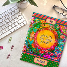 Agenda Nombre personalizado Una banda floral de vintag de
