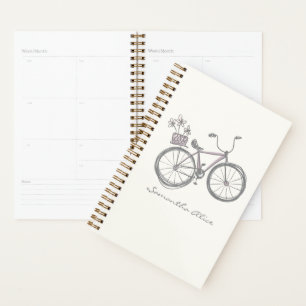 Agenda Nombre Personalizado Whimsical Bicicleta Cute Vint