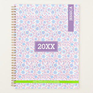 Agenda Nombre personalizado y monograma morado floral