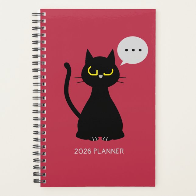 Agenda NOT TODAY! Grumpy Black Cat Planner (Anverso)