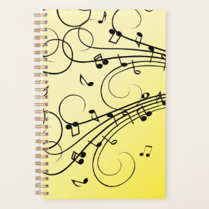 Agenda Notas de Música Elegantes Amarillas