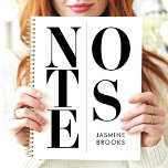 Agenda Notas de nombre personalizadas de la tipografía Mi<br><div class="desc">Este diseño elegante y moderno presenta la tipografía negra en negrita "NOTES" en un diseño contemporáneo dividido. El minimalista esquema de color blanco y negro lo hace versátil e intemporal, mientras que el nombre personalizado añade un toque personal. Ideal para profesionales, estudiantes o cualquier persona que valore la estética limpia...</div>