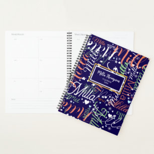 Agenda Notes Hearts and Stars Blue