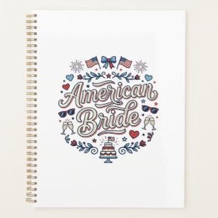 Agenda Novia Americana Diseño Vectorial de Boda Patriótic