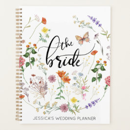 Agenda Novia Flores salvajes Vintage Nombre Boda Planner