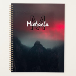 Agenda Nubes quemadas, niebla y montañas monograma en el