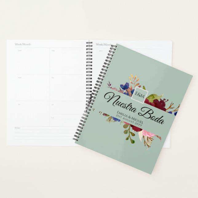 Agenda NUESTRA BODA de Flores Burdeos BURGUNDY (Demostración)