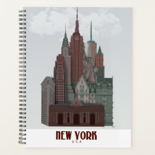 Agenda Nueva York en nubes - rojo oscuro y verde
