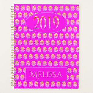 Agenda Nuevo año 2019 Ropa de cuatro hojas amarillas rosa