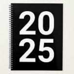 Agenda Números de tipografía moderna en blanco y negro de<br><div class="desc">Minimalista tipografía moderna en blanco y negro números personalizado año Planner. texto blanco personalizado, números, fondo plano negro sólido. Puede personalizarlo con su nombre, iniciales, monograma, año, etc o simplemente borrar el texto, y dejar el color negro plano sólido.</div>