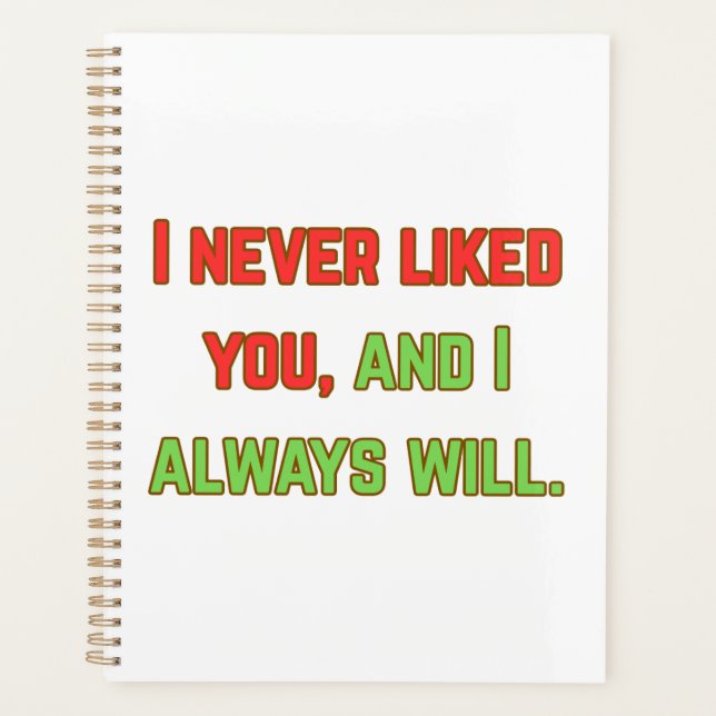 Agenda Nunca me gustaste (Anverso)