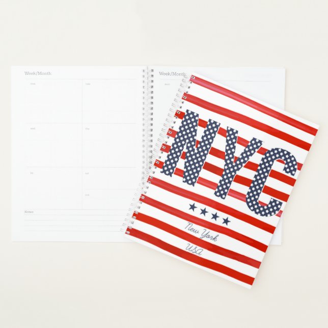Agenda NYC | Diseño rojo, blanco y azul (Demostración)