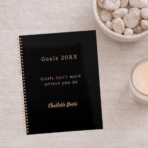 Agenda Objetivos de cita motivacional de oro negro