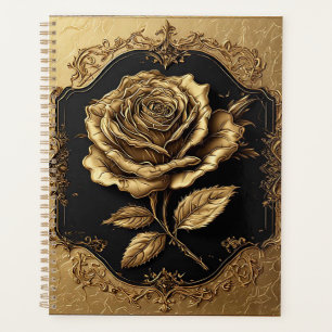 Agenda Obra de arte de Rosa Dorada con Elemento Decorativ