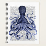 Agenda Octopus azul<br><div class="desc">Octopus azul 3 de Fab Funky. Presenta un pulpo azul-violeta con una página de libro para un fondo.|190413D</div>