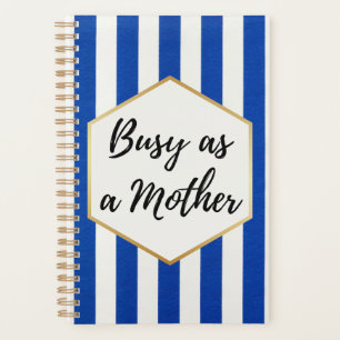 Agenda Ocupada como una Madre Azul y Blanca a Rayas