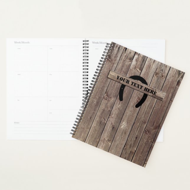Agenda Oeste Cowboy Weathered Barn Wood Horseshoe (Demostración)