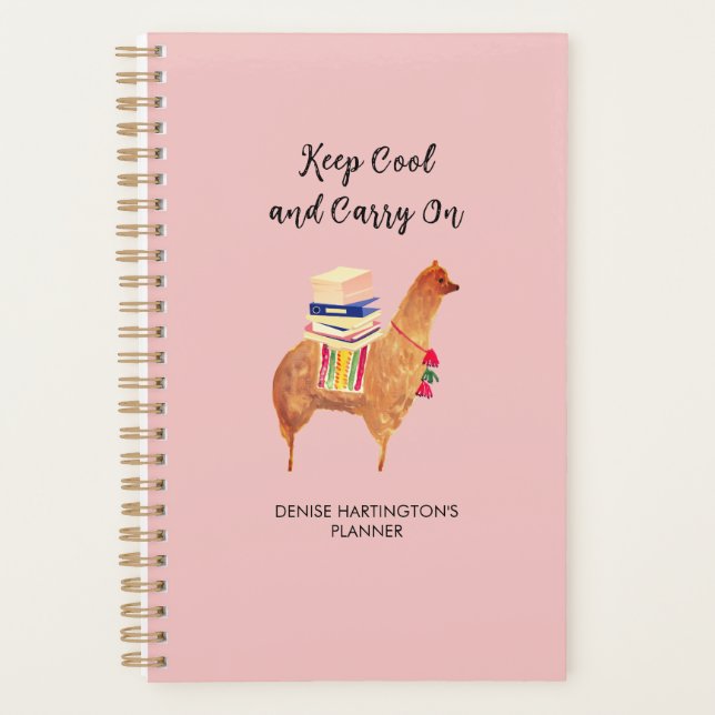 Agenda Office Alpaca Llama Personal Inspirador Rosa (Anverso)
