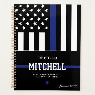 Agenda Oficial de Policía Personalizado Línea Azul Delgad