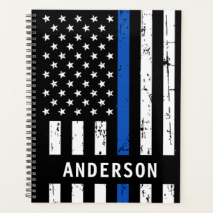 Agenda Oficial de Policía Personalizado Línea Azul Delgad