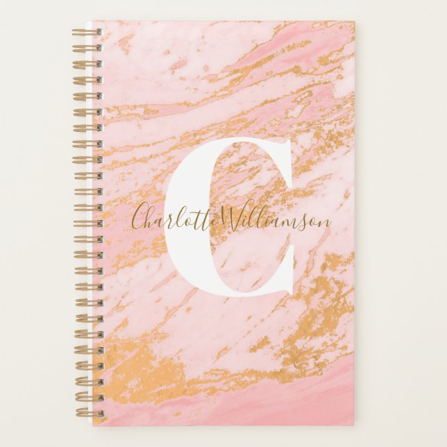 Agenda Oficina personalizada de Rubor y Gold Marble sin f (Anverso)