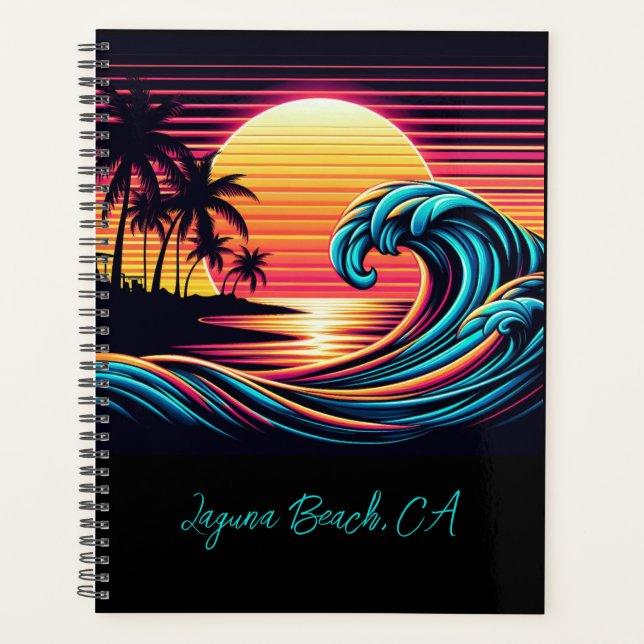Agenda Ola de surf Sunset Retro- (Anverso)