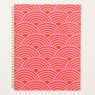 Agenda Ola japonesa Seigaiha Patrón Preppy Naranja Rosa