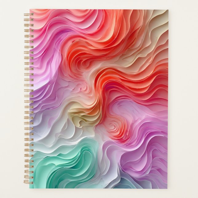 Agenda Olas abstractas de colores pastel (Anverso)