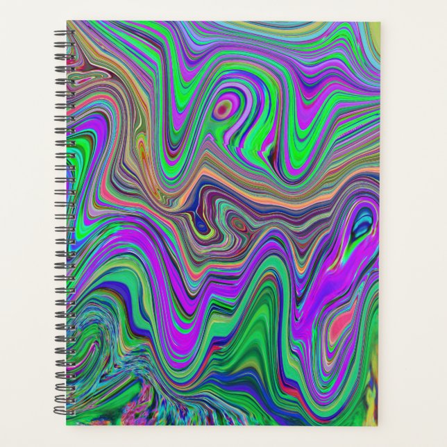 Agenda Olas de color trippy Lime Verde y Púrpura (Anverso)