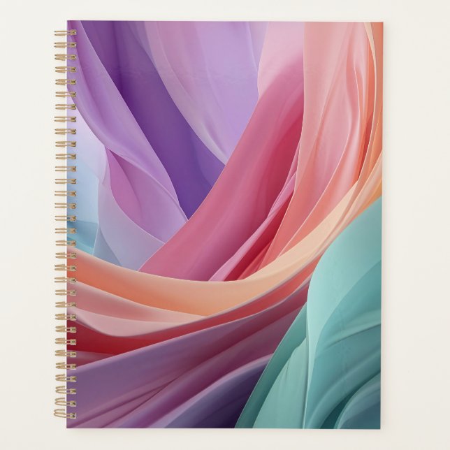 Agenda Olas de tela pastel abstracta (Anverso)