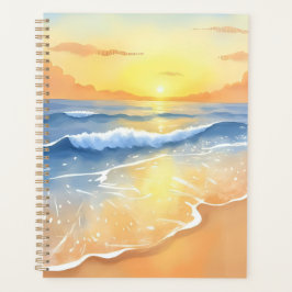 Agenda Olas del Océano Atardecer | Acuarela de Playa