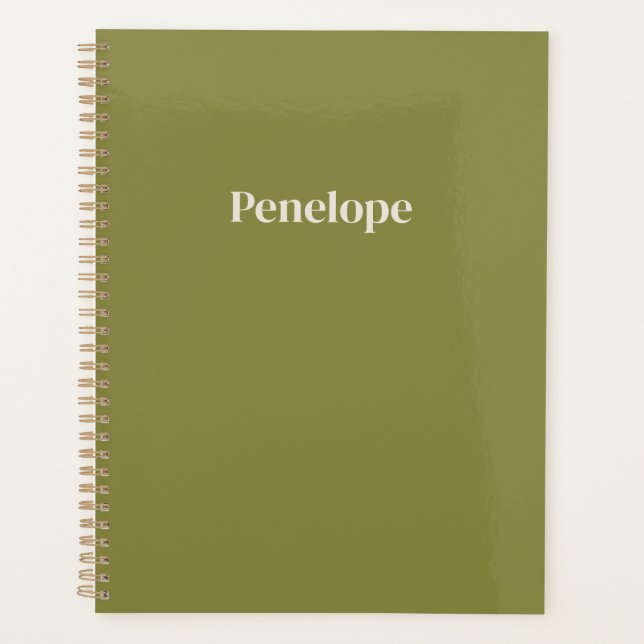Agenda Oliva Minimalista Personalizada (Anverso)