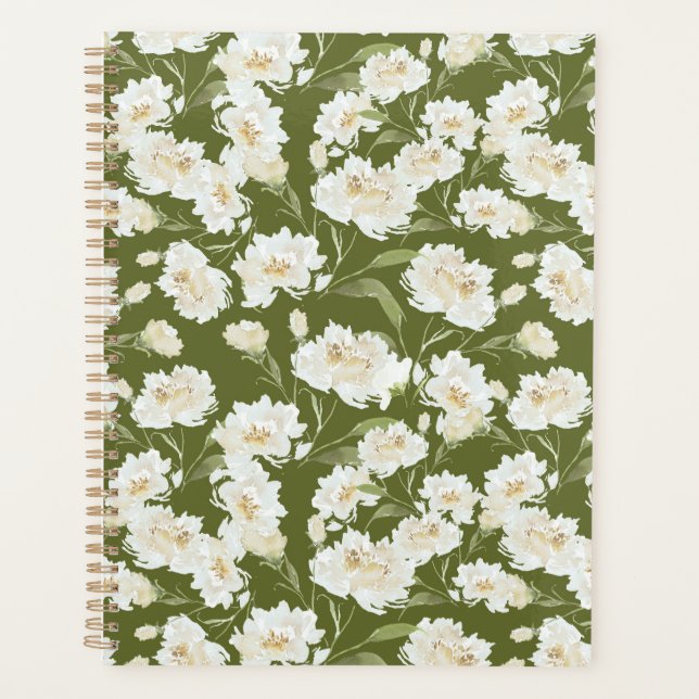 Agenda Olive Green Floral Planner (Anverso)