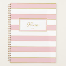 Olivia Stripes Planner en Rubor y Blanco