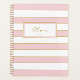 Agenda Olivia Stripes Planner en Rubor y Blanco