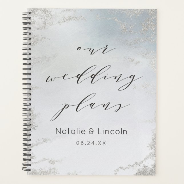 Agenda Ombre Dusty Blue Frosted Silver Boda de lujo (Anverso)