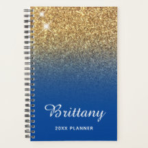 Ombre Personalizado Destellos Azul Profundo Dorado