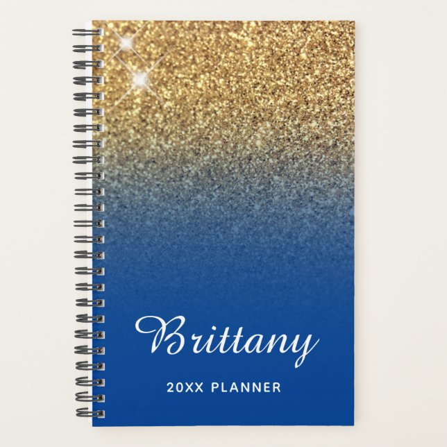 Agenda Ombre Purpurina azul profundo Ombre personalizado (Anverso)