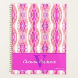 Agenda Ombre Rosa Pintas Púrpura y Agante de Geode Dorado
